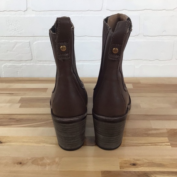 UGG maroon brown leather ankle boots chunky heeled booties rodeo southwestern 6 - Picture 2 of 15